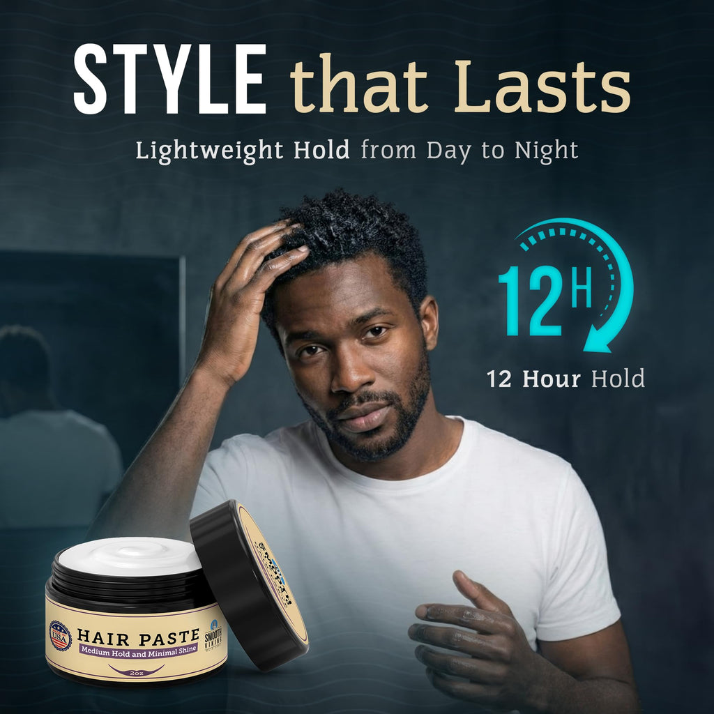 Smooth Viking Beard Care Hair Paste for Men - Medium Hold, Minimal Shine, 2oz