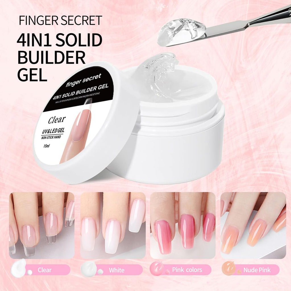 SMSMYXF Solid Builder Gel 15g — Clear, Non-Sticky Extensions for Home or Salon