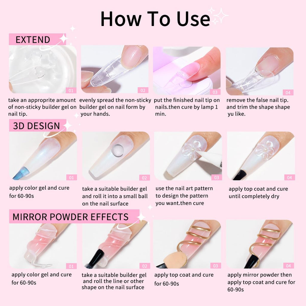 SMSMYXF Solid Builder Gel 15g — Clear, Non-Sticky Extensions for Home or Salon
