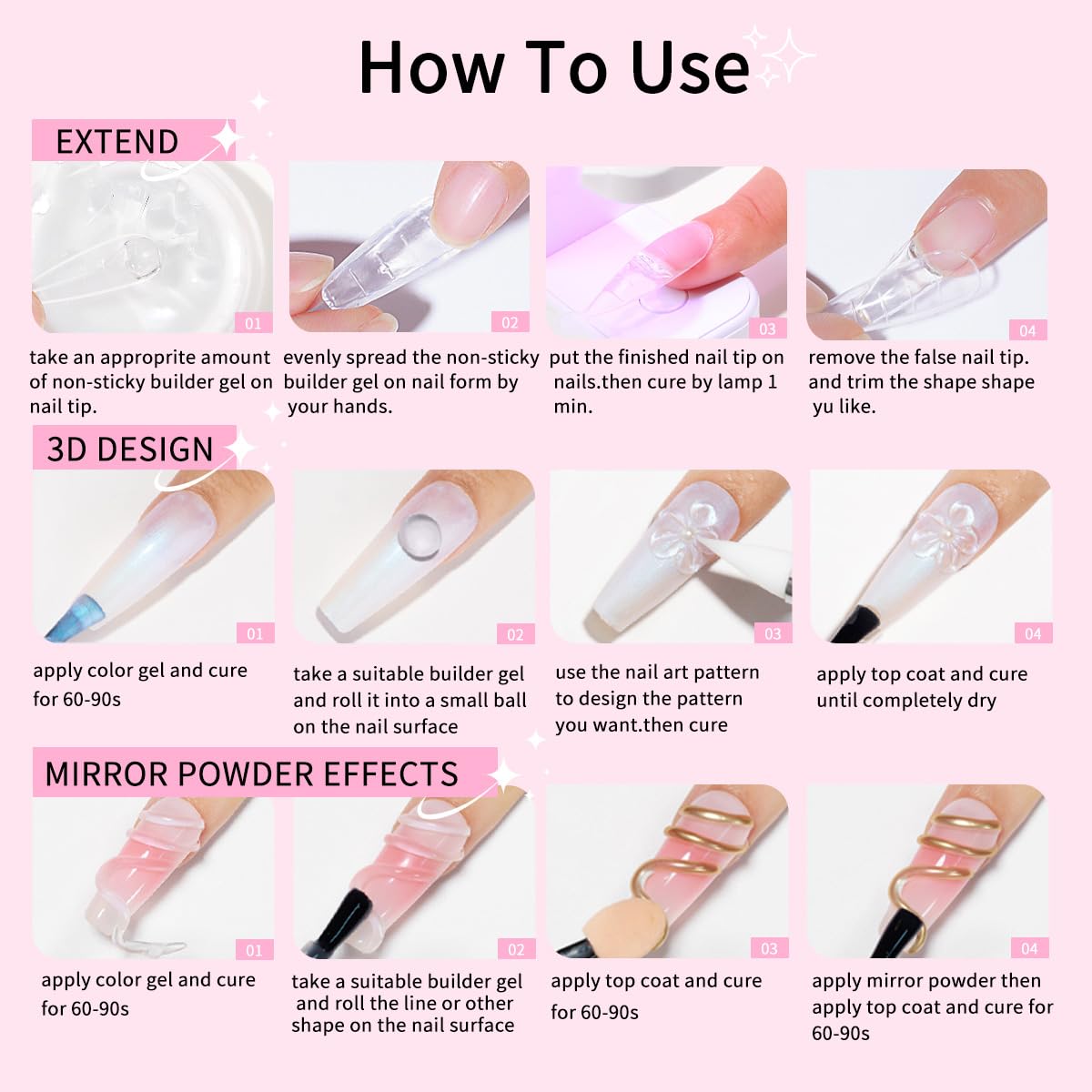 SMSMYXF Solid Builder Gel 15g — Clear, Non-Sticky Extensions for Home or Salon