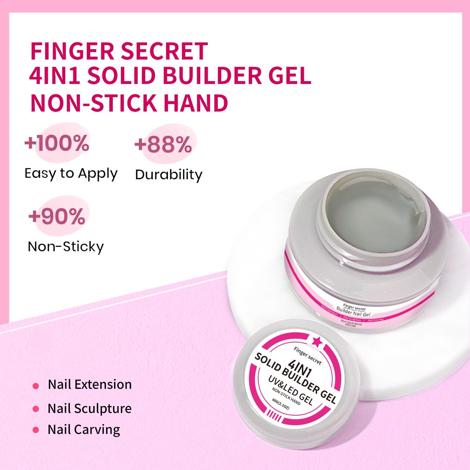 SMSMYXF Non-Stick Solid Builder Gel for Nails – 8oz Clear, Pink, Nude