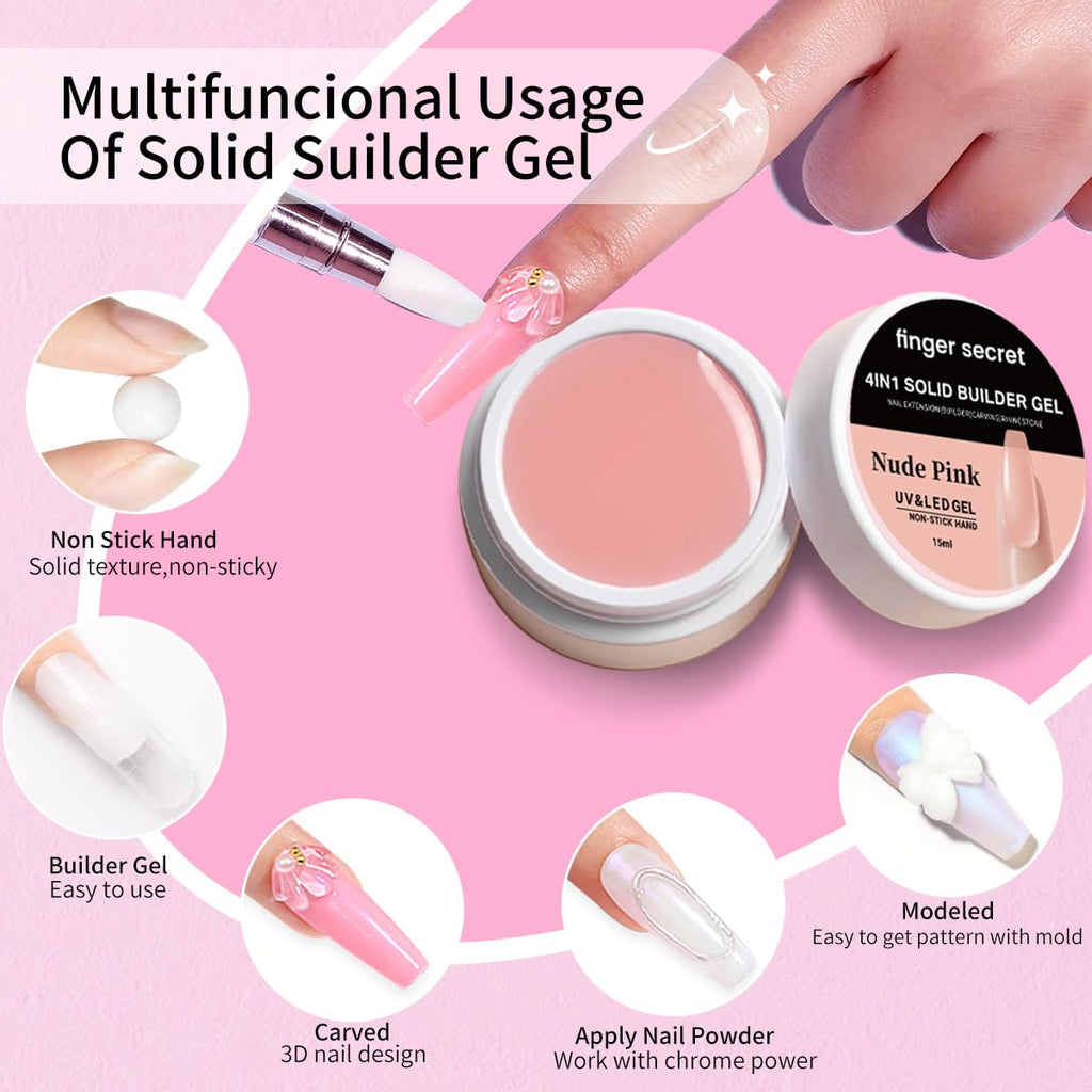 SMSMYXF Solid Builder Gel 15g — Clear, Non-Sticky Extensions for Home or Salon