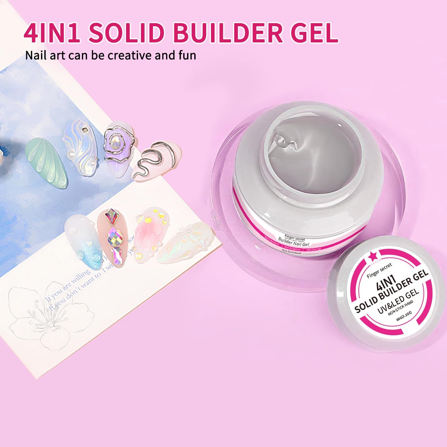 SMSMYXF Non-Stick Solid Builder Gel for Nails – 8oz Clear, Pink, Nude