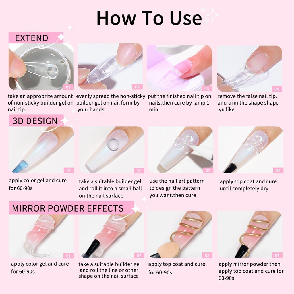 SMSMYXF Non-Stick Solid Builder Gel for Nails – 8oz Clear, Pink, Nude