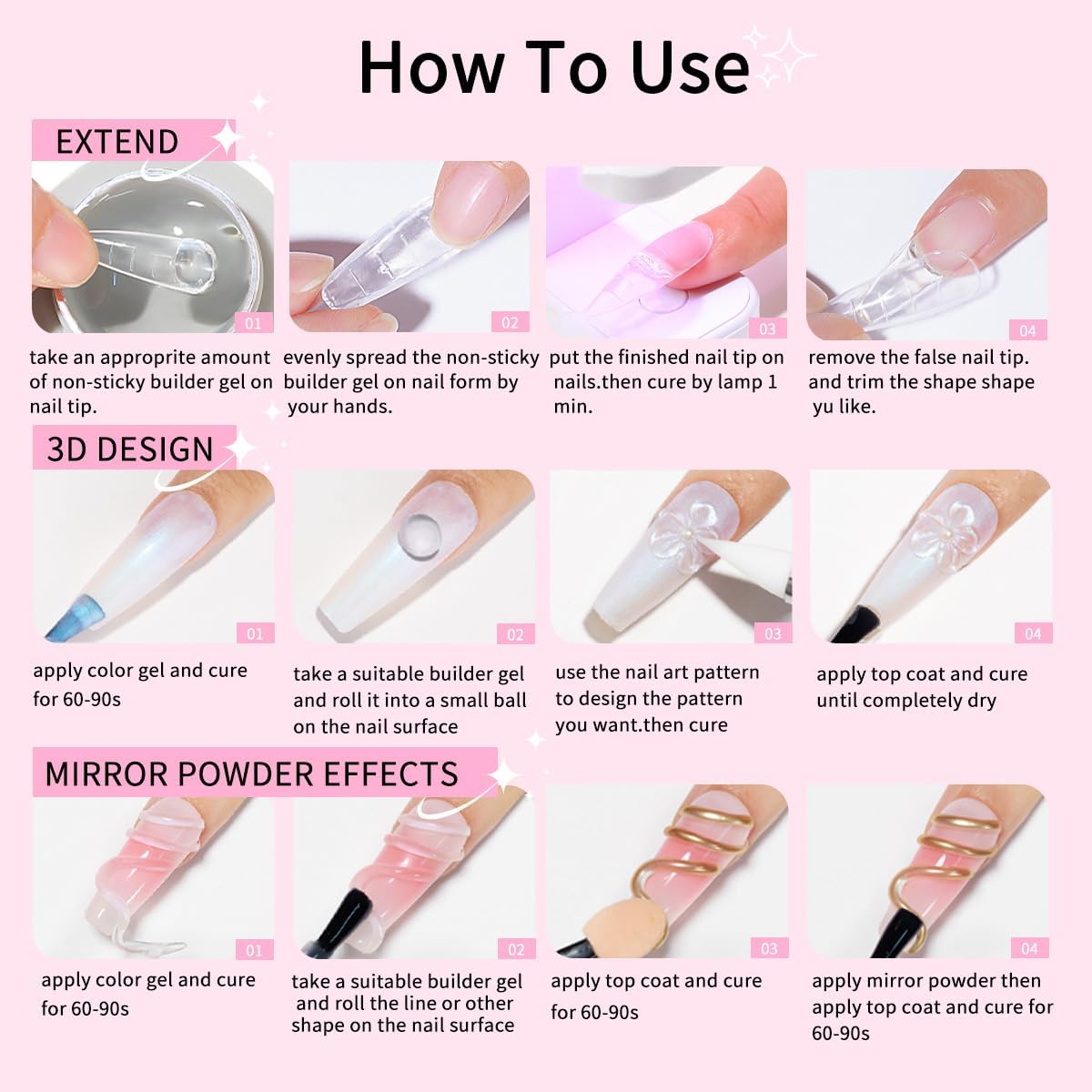 SMSMYXF Non-Stick Solid Builder Gel for Nails – 8oz Clear, Pink, Nude