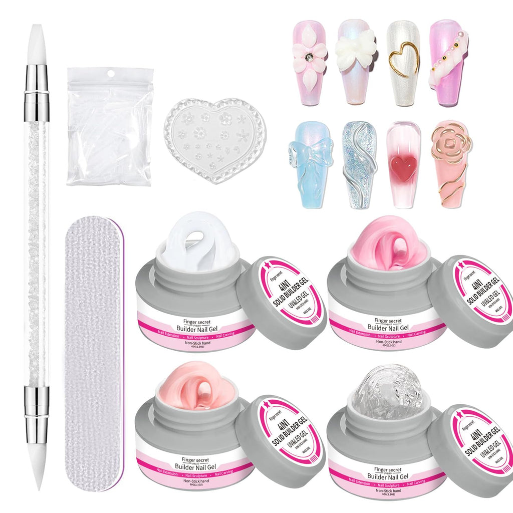 SMSMYXF Non-Stick Solid Builder Gel for Nails – 8oz Clear, Pink, Nude