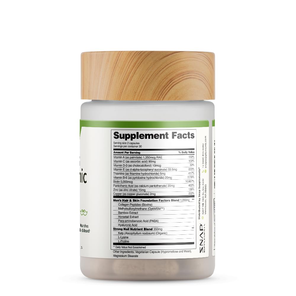 Snap Supplements Hair Growth – Supports Hair & Beard Growth (60 Capsules)
