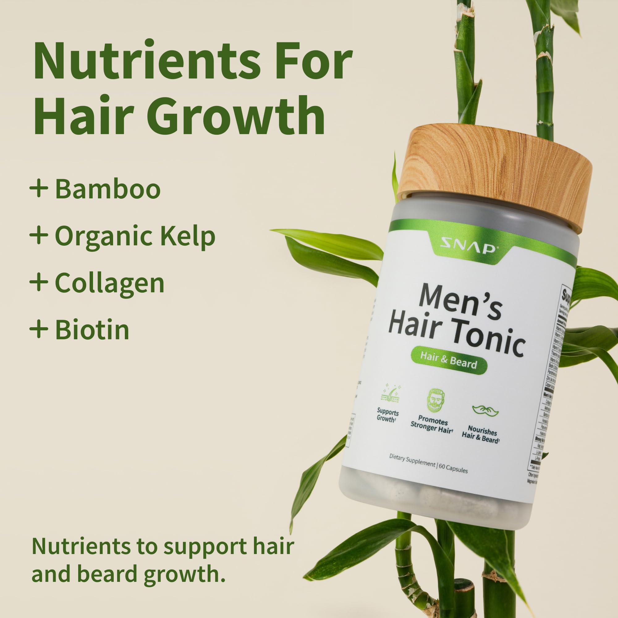Snap Supplements Hair Growth – Supports Hair & Beard Growth (60 Capsules)