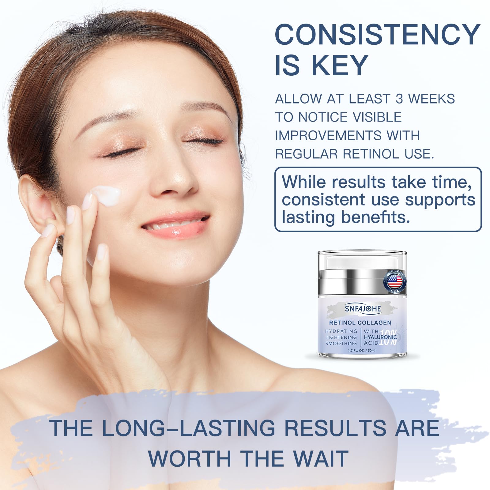 SNFAJOHE Instant Face Lift Cream with Retinol, Collagen & Hyaluronic Acid | Firming Night Moisturizer 1.7 fl oz