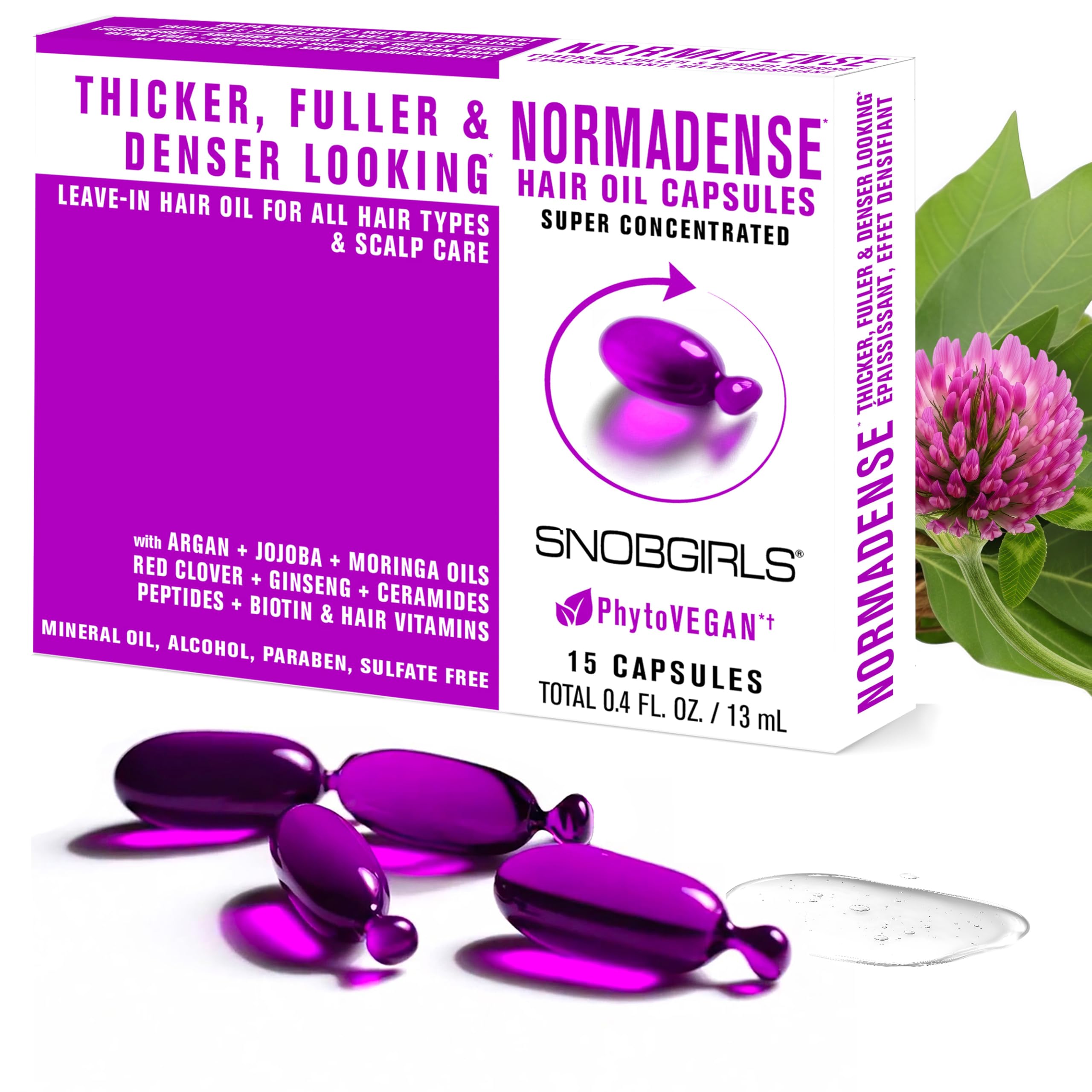 SNOB GIRLS NORMADENSE Thickening Hair Oil Capsules – Leave-In Serum for Fuller-Looking Hair (15 Ct)