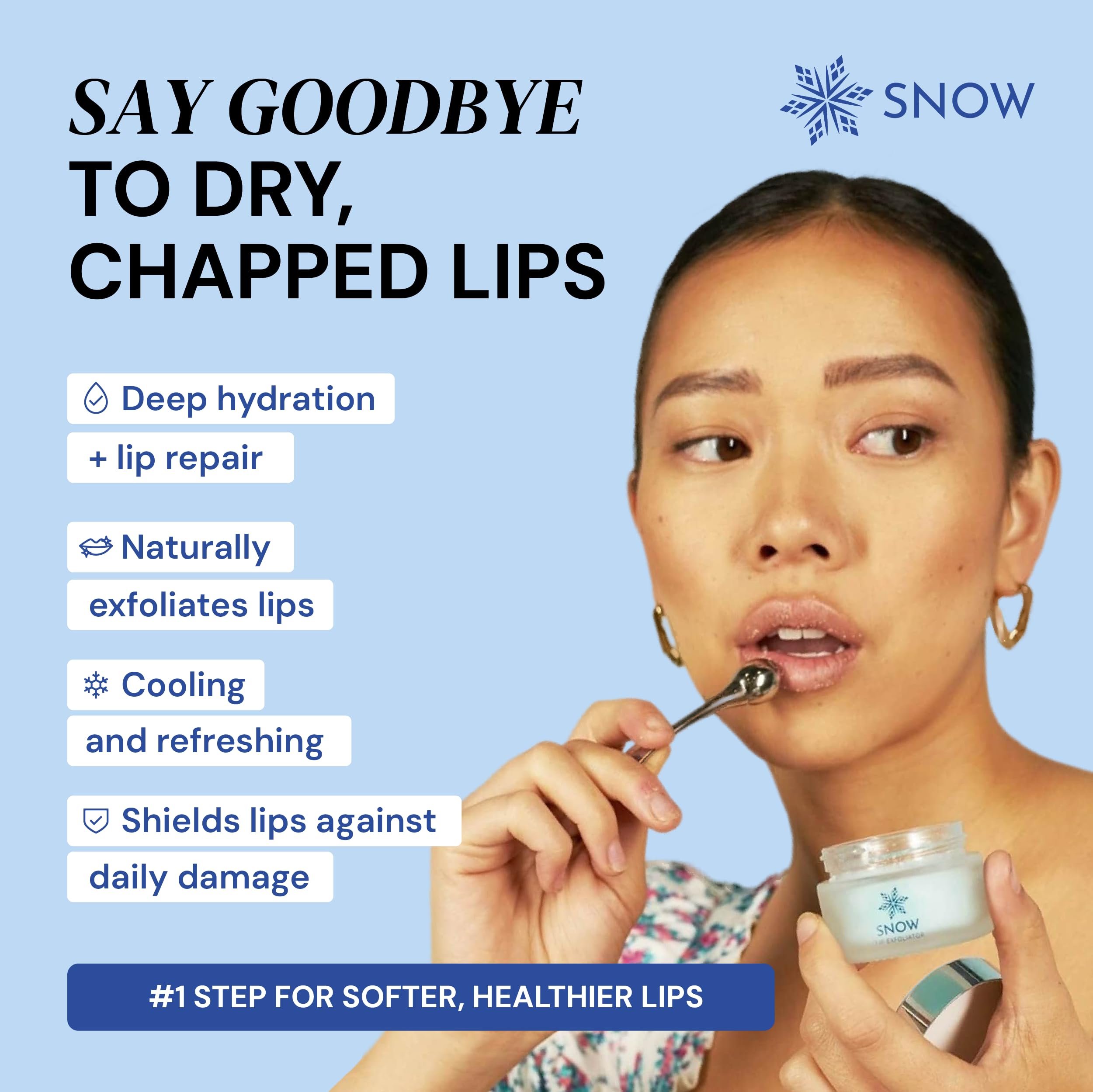 SNOW Lip Scrub Exfoliator - Lavender Mint with Jojoba Oil + Dual Applicator