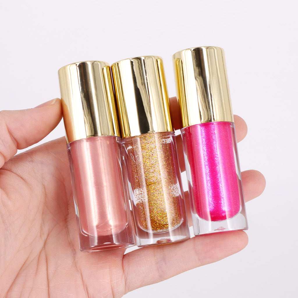 Snowso 5-Pack Lip Gloss Tubes with Big Doe Foot Wand – Clear 6ml Empty Containers for DIY Lip Gloss (Gold)