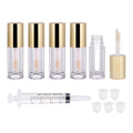 Snowso 5-Pack Lip Gloss Tubes with Big Doe Foot Wand – Clear 6ml Empty Containers for DIY Lip Gloss (Gold)