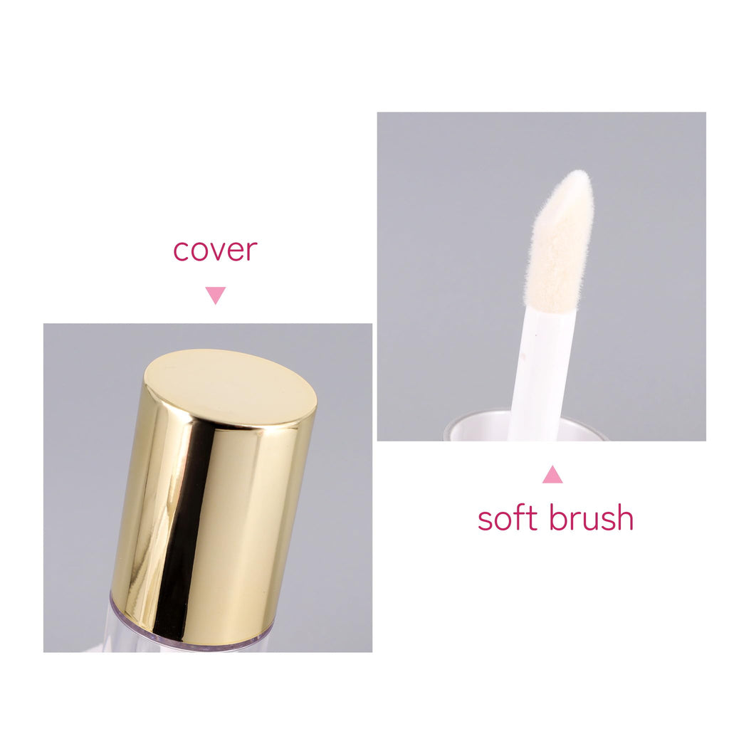 Snowso 5-Pack Lip Gloss Tubes with Big Doe Foot Wand – Clear 6ml Empty Containers for DIY Lip Gloss (Gold)