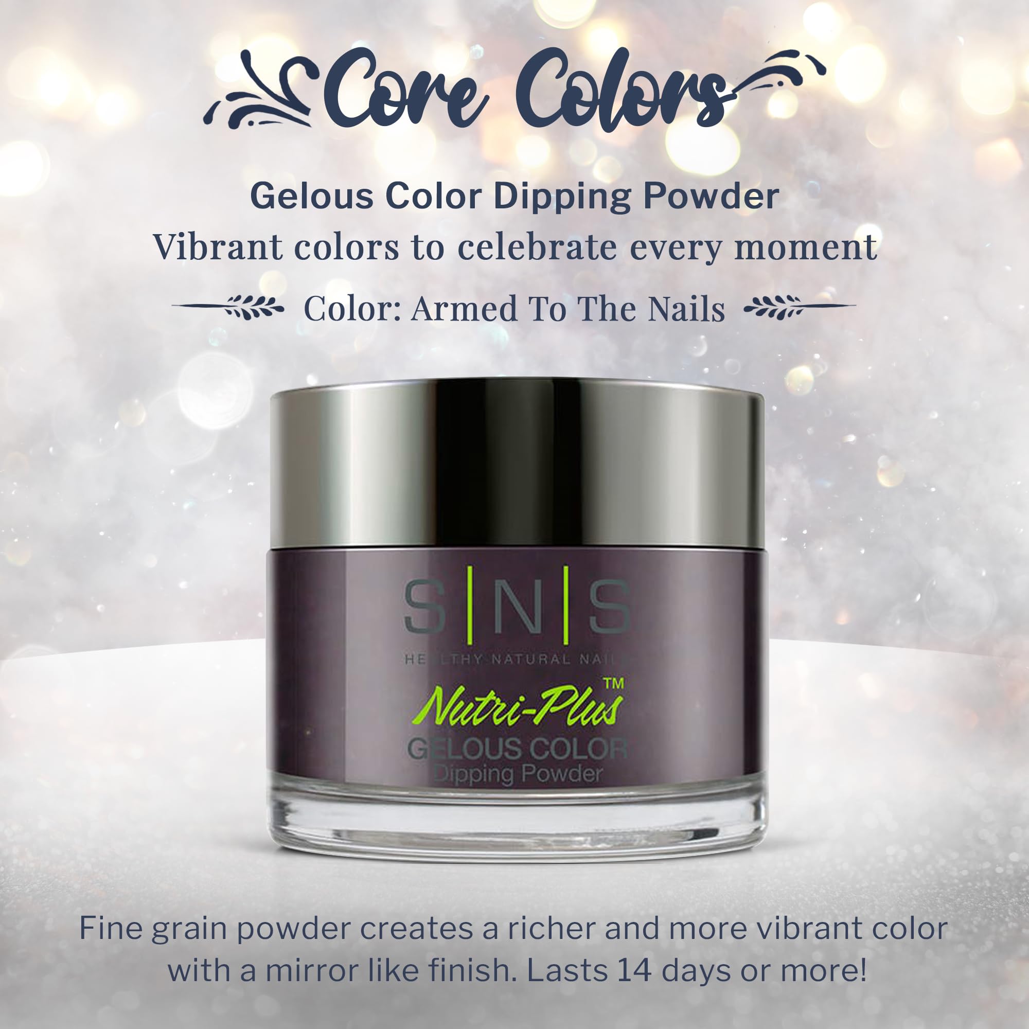 SNS Nail Dip Powder - Armed To The Nails (Purple/Brown, Shimmer) | 1oz | 14 Day Wear, Low Odor, No UV Lamp