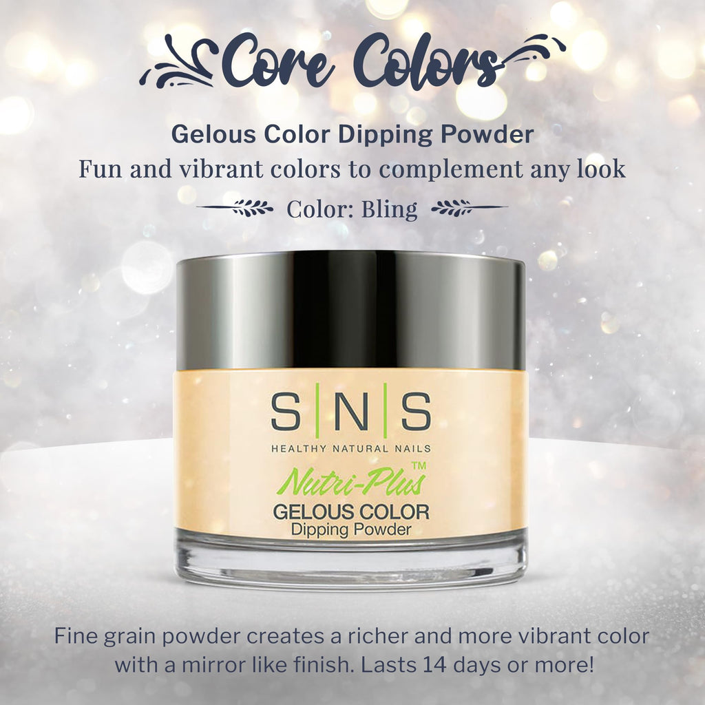 SNS Nail Dip Powder Bling – Gelous Color Dipping Powder, Yellow/Cream Shimmer, 14+ Day Wear, 1.5oz