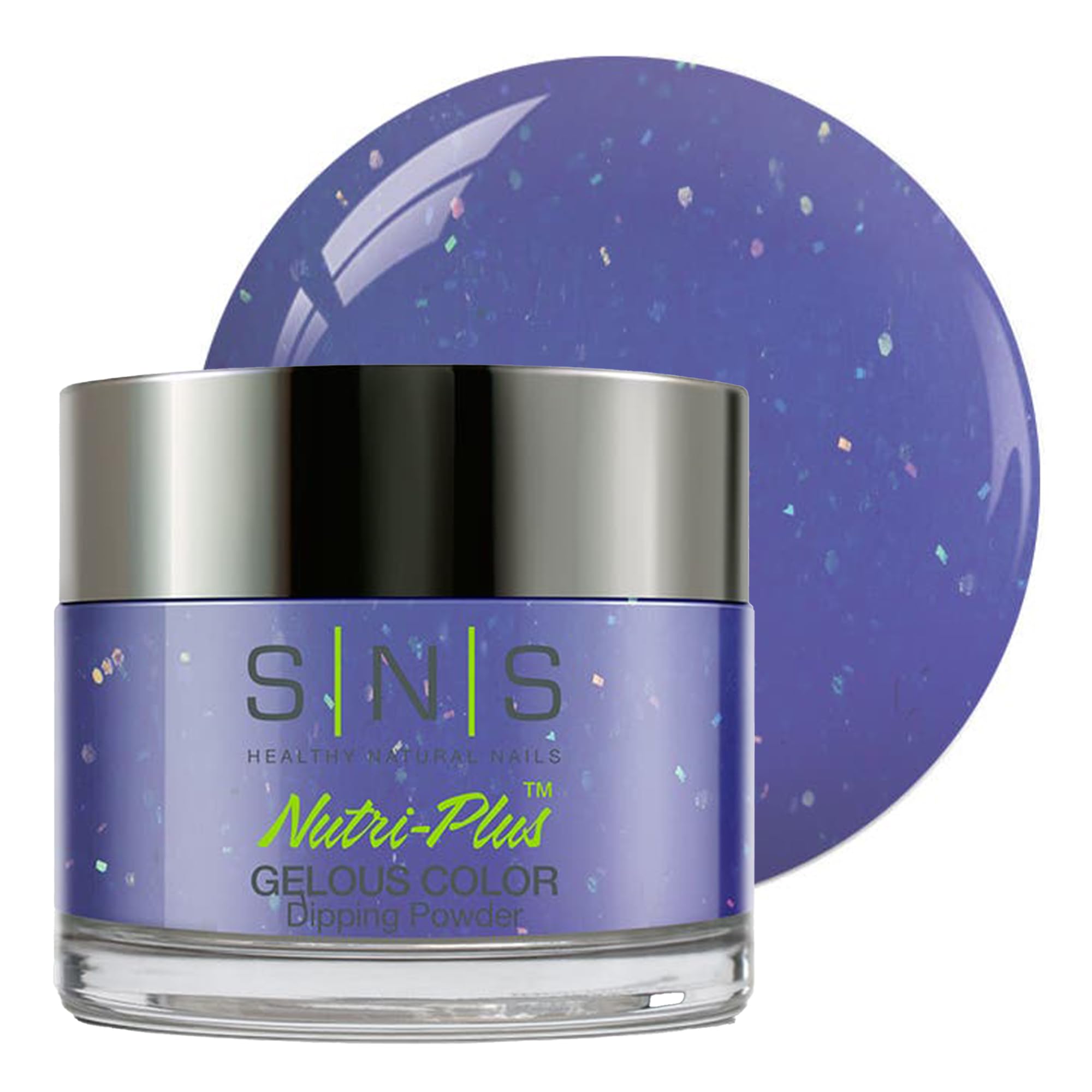 SNS Nail Dip Powder Crystal Blue | Gelous Color, 14-Day Wear, Low-Odor, No UV Lamp, 1oz