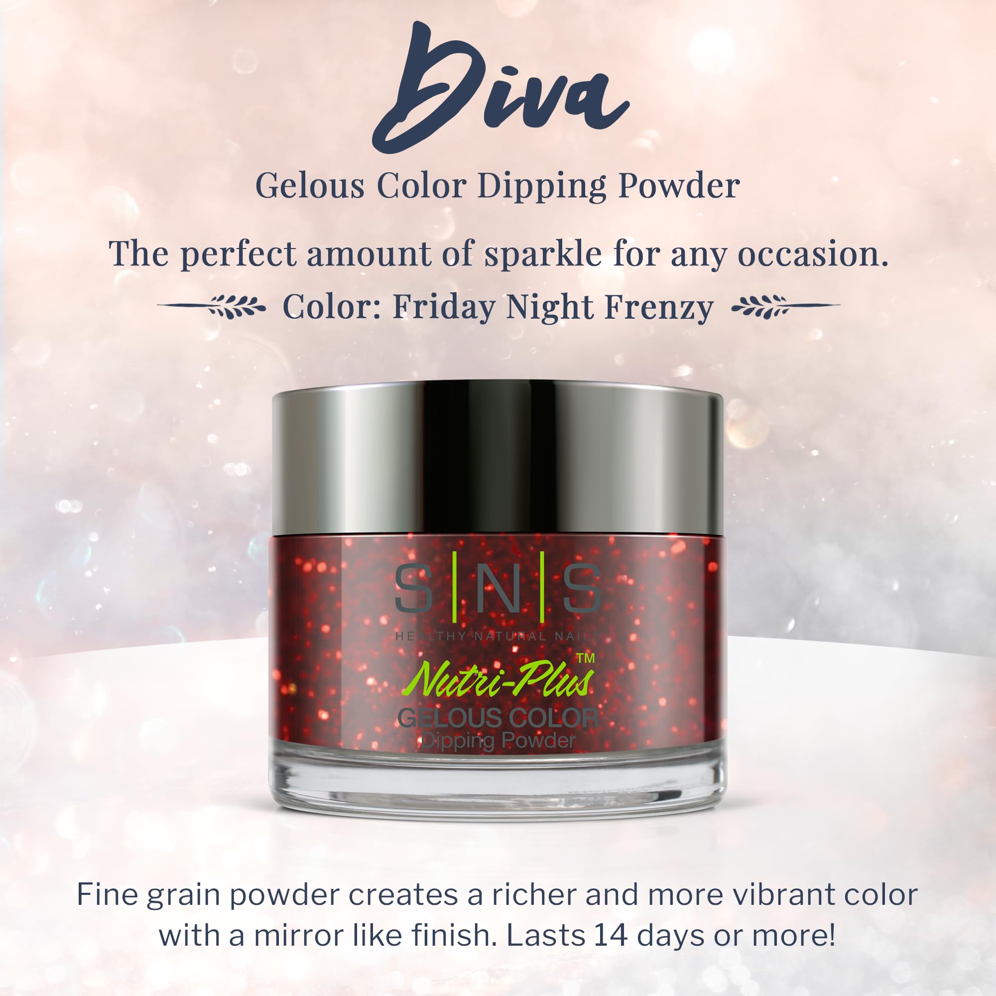 SNS Nail Dip Powder Friday Night Frenzy – Glitter Metallic Red
