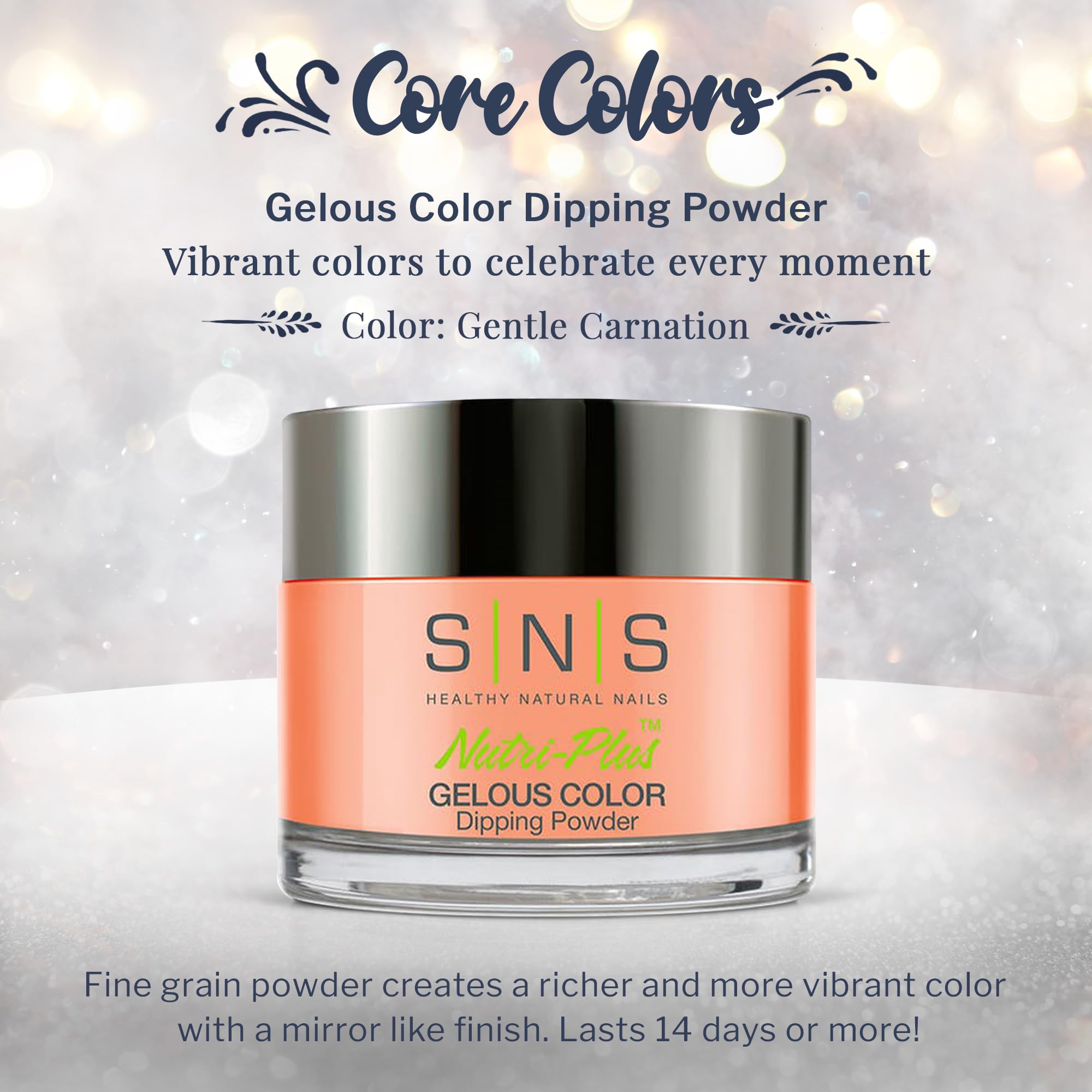 SNS Nail Dip Powder – Gentle Carnation Natural Nude – 14 Days, No UV Lamp, 1oz