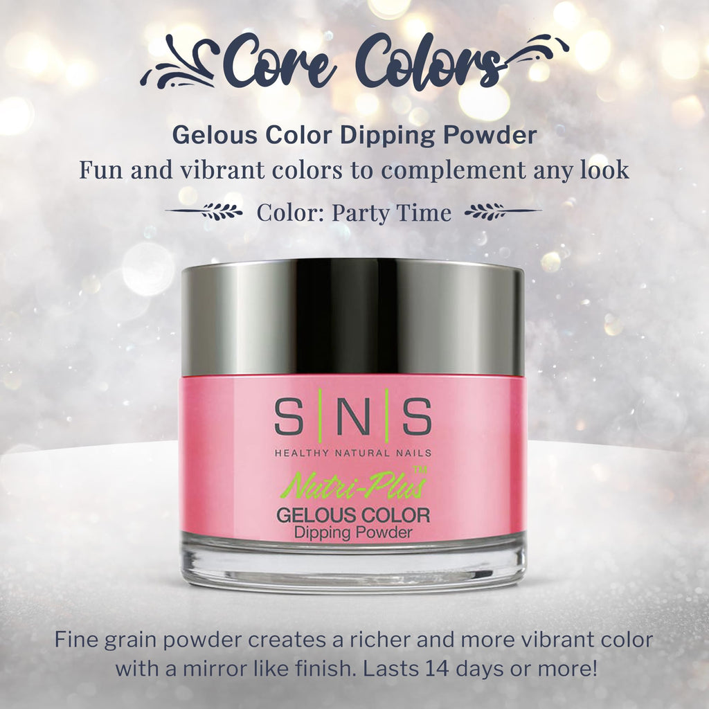 SNS Healthy Natural Nails | SNS Nail Dip Powder Party Time Pink (1.5oz) – 14 Days, Low Odor, No UV Lamp