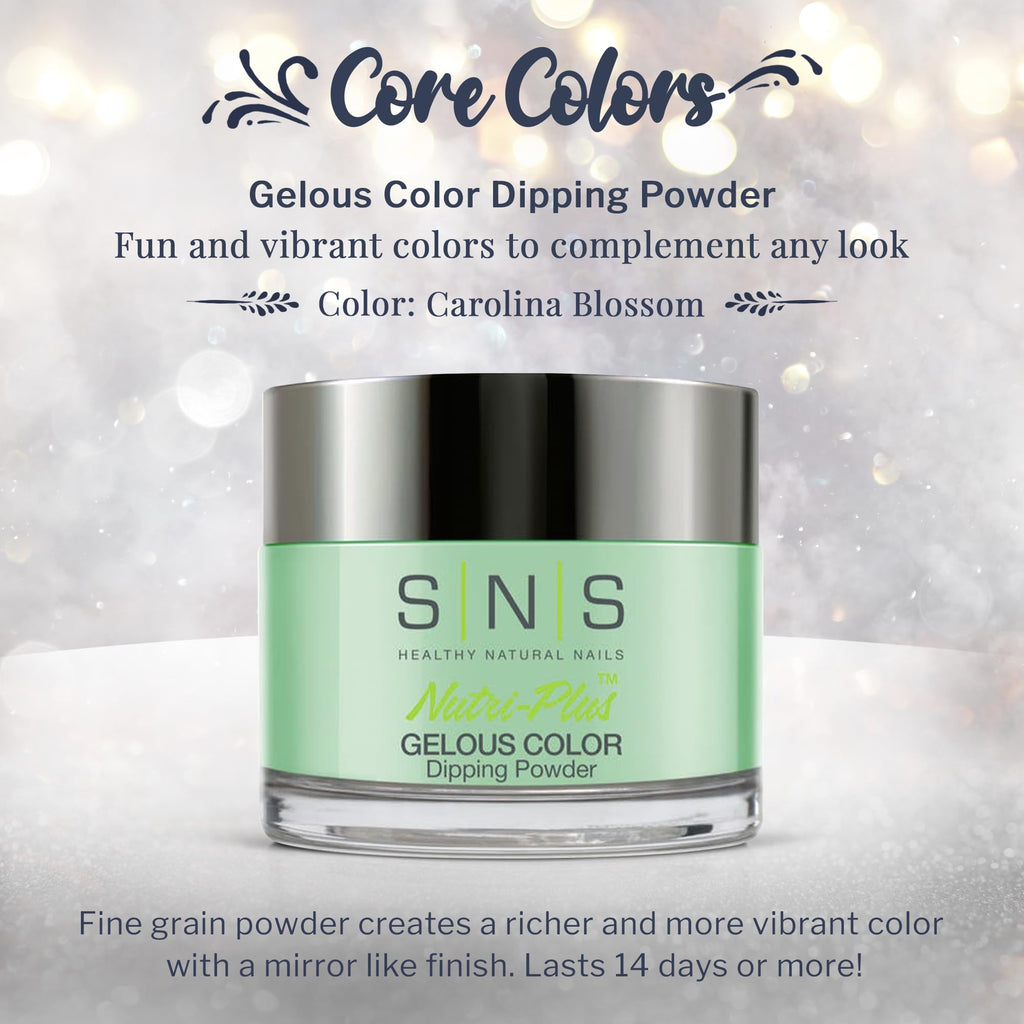 SNS Nail Dip Powder Carolina Blossom - Turquoise Aqua Cream, 14 Days, Low-Odor, No UV Lamp, 1.5oz