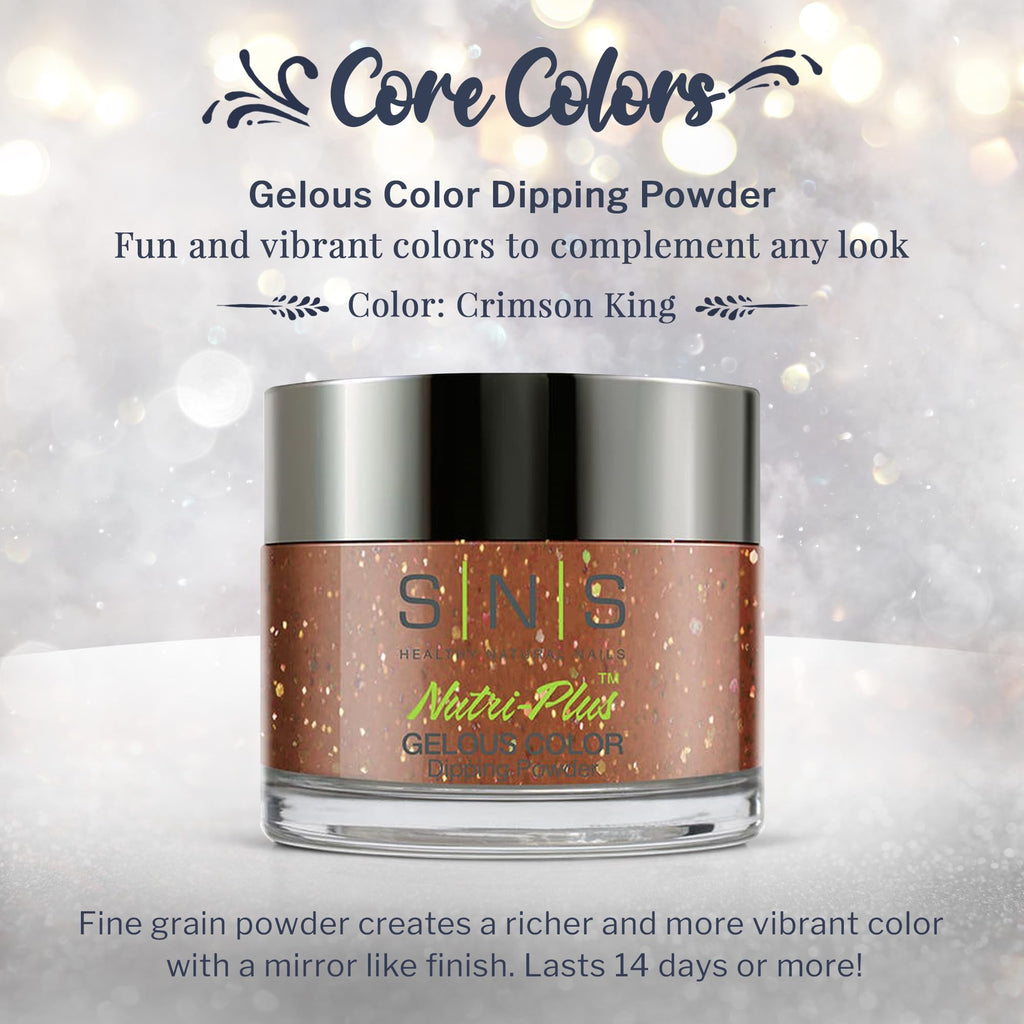 SNS Nail Dip Powder Crimson King (Brown/Glitter) – 1.5oz, No UV Lamp, Long-Lasting Color
