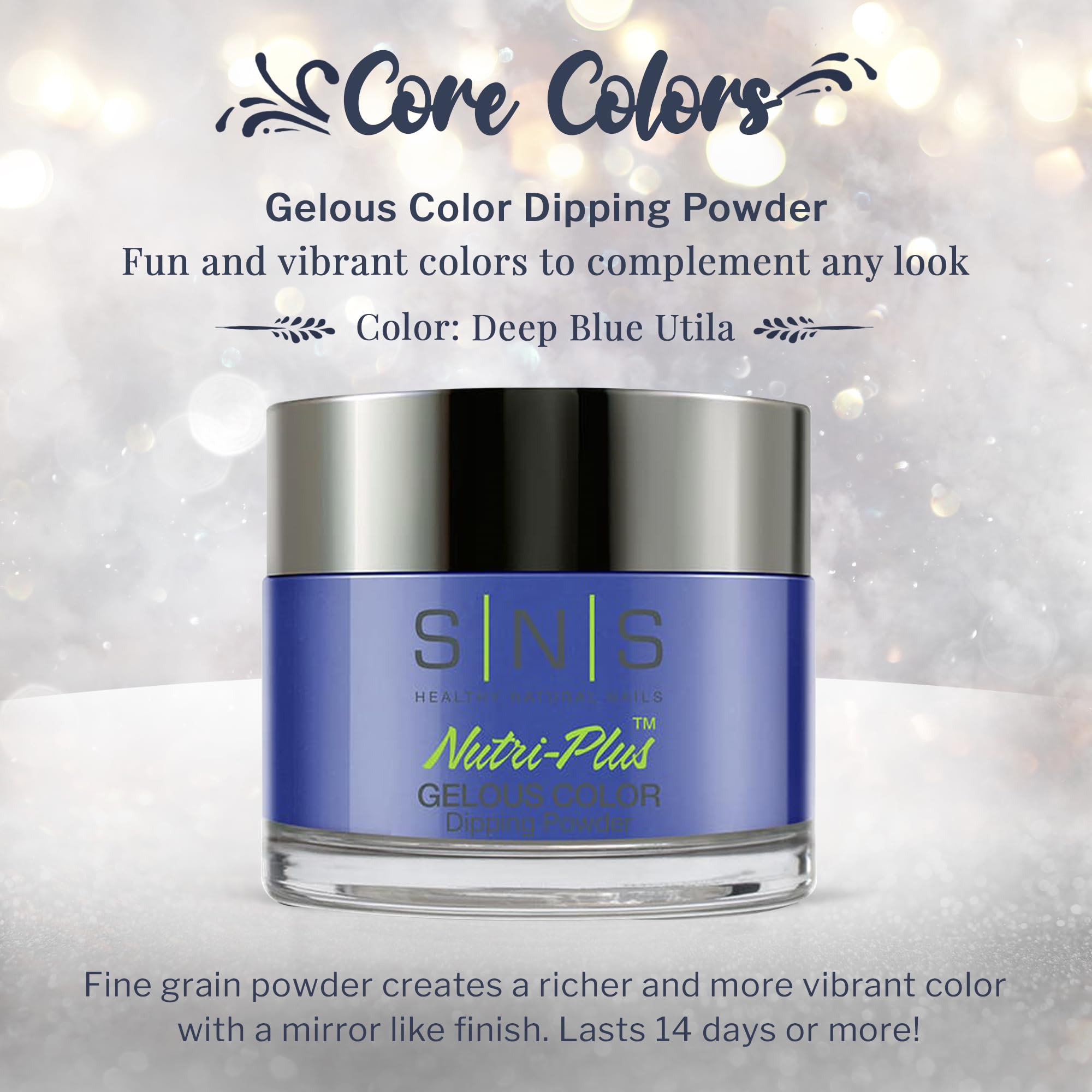 SNS Nail Dip Powder Deep Blue Utila – 1.5oz, 14-Day Color, Low Odor, No UV Lamp