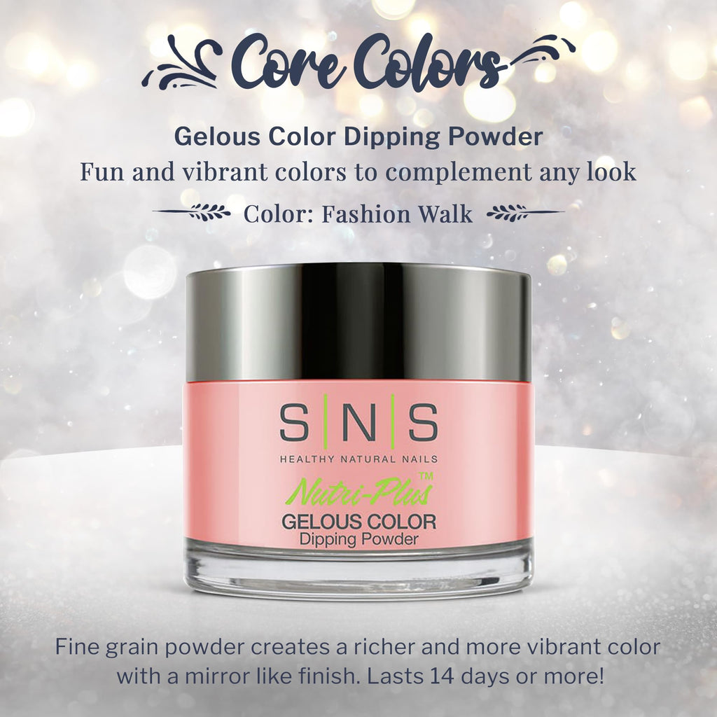 SNS Nail Dip Powder Fashion Walk – Pink Pastel Dip Powder, 14 Day Wear, Low Odor, No UV Lamp