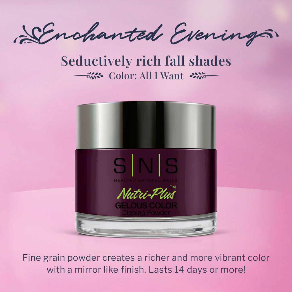 SNS Nail Dip Powder All I Want (Purple/Violet) EE04 – 14-Day Long-Lasting Gelous Color Dip Powder – Low Odor, No UV Lamp, 1.5 oz | SNS Healthy Natural Nails