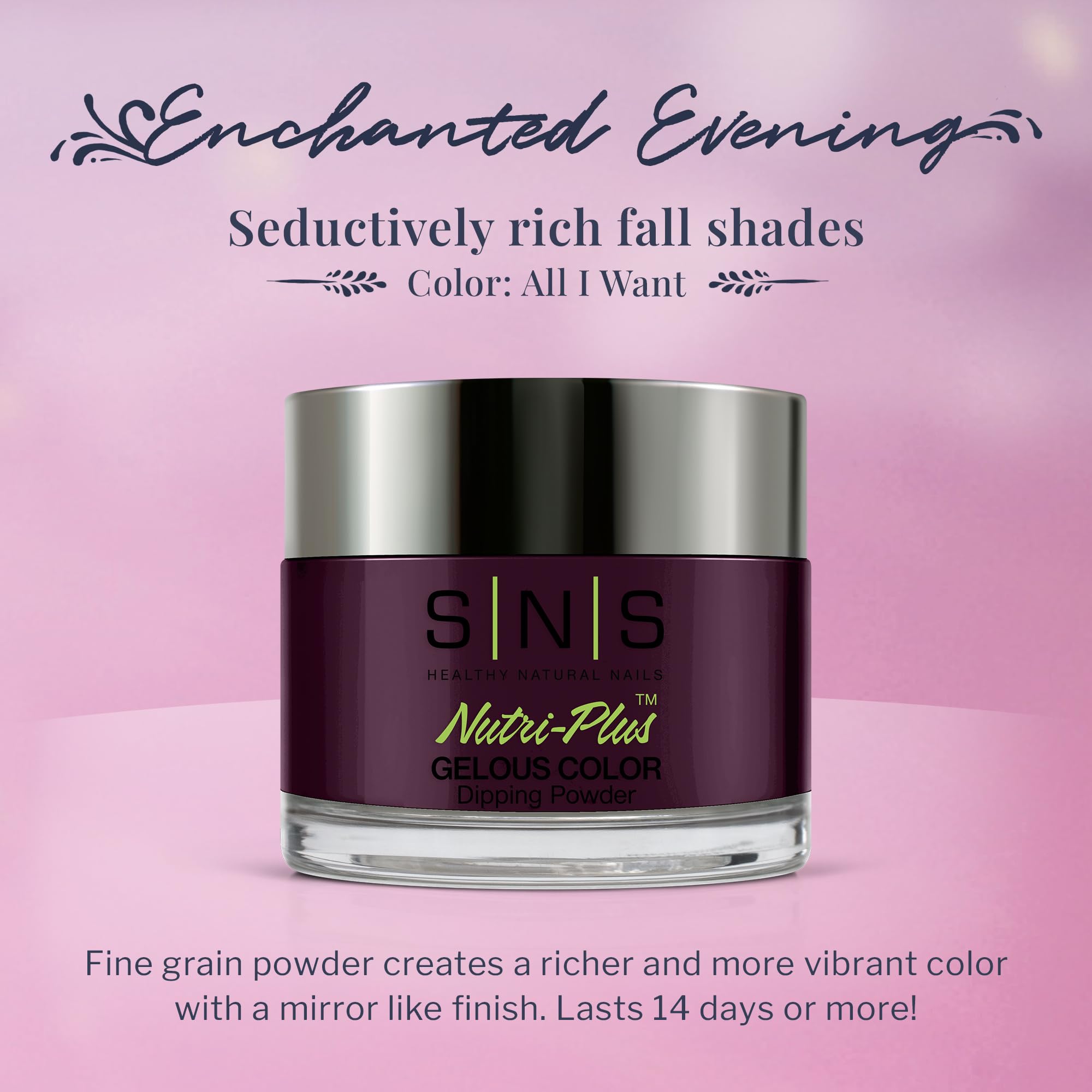 SNS Nail Dip Powder All I Want (Purple/Violet) EE04 – 14-Day Long-Lasting Gelous Color Dip Powder – Low Odor, No UV Lamp, 1.5 oz | SNS Healthy Natural Nails