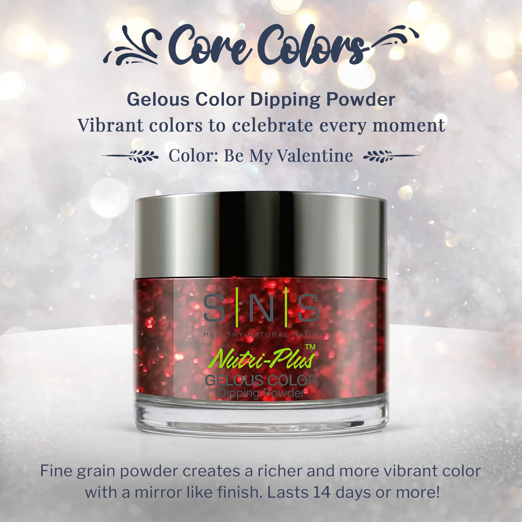 SNS Nail Dip Powder Be My Valentine – Red/Cranberry Glitter, 14+ Day Wear, Low-Odor, No UV Lamp, 1oz
