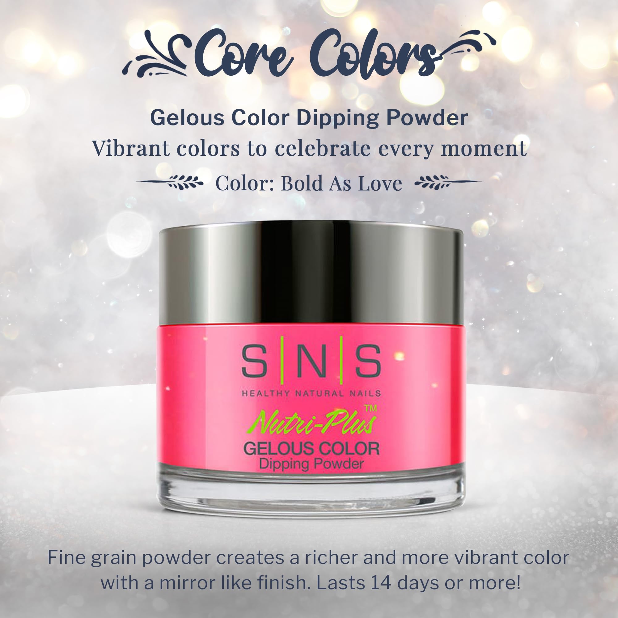 SNS Nail Dip Powder - Bold As Love (Pink/Shimmer) - 14 Days, Low Odor, No UV Lamp Required