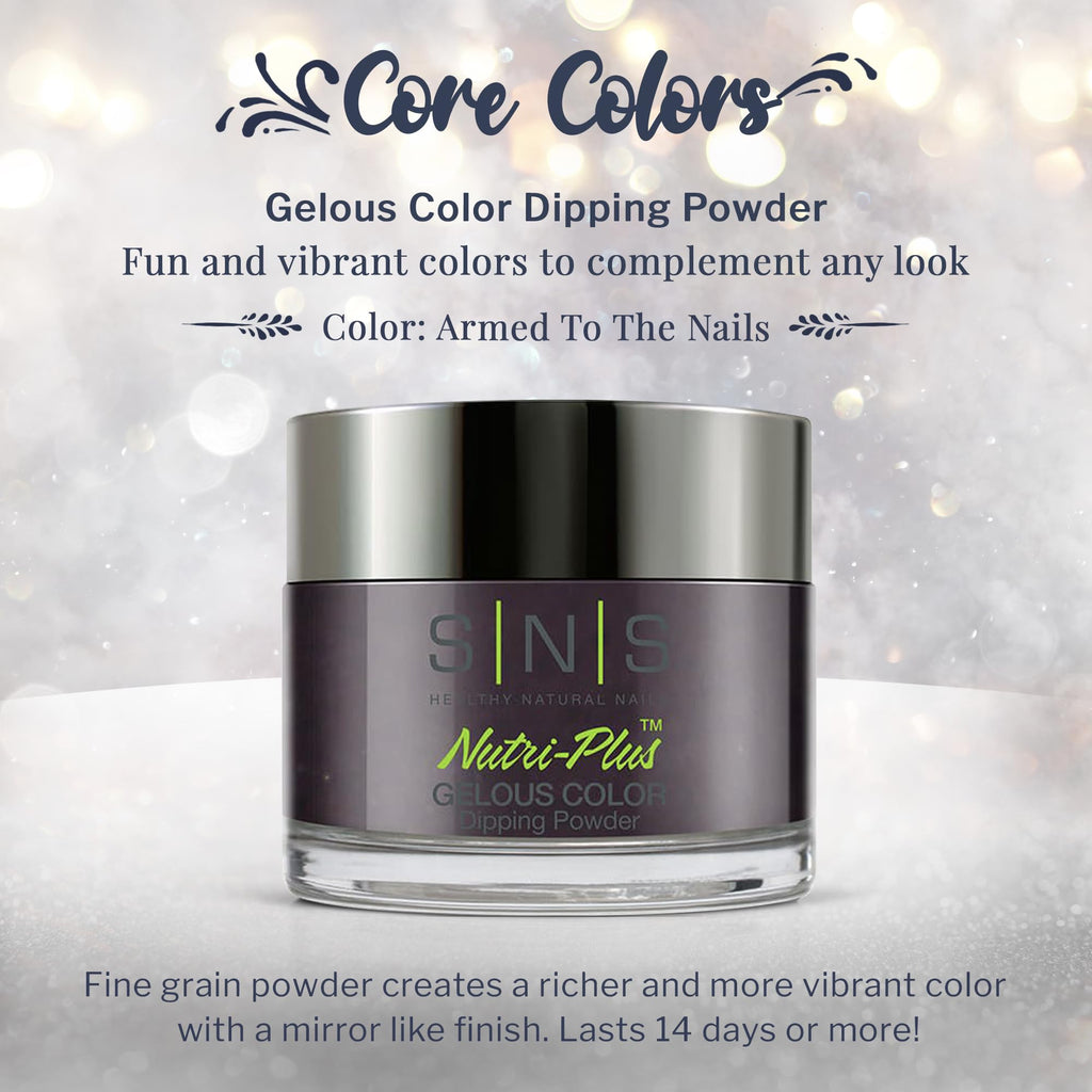 SNS Nail Dip Powder - Armed To The Nails Purple Brown Shimmer (1.5oz) | 14-Day, Low-Odor, No UV Lamp
