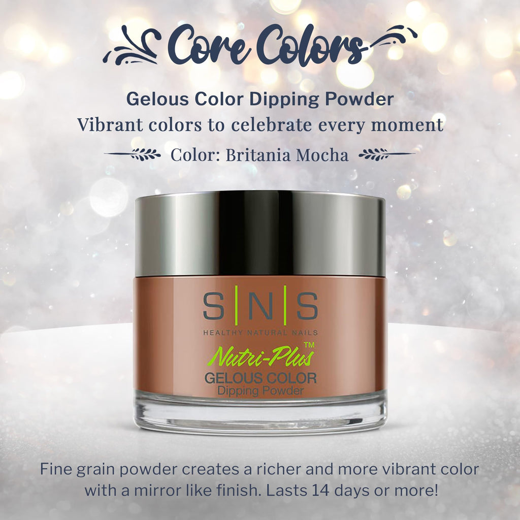 SNS Britania Mocha Dip Powder – Long-Lasting Brown Shimmer, No UV Lamp Needed