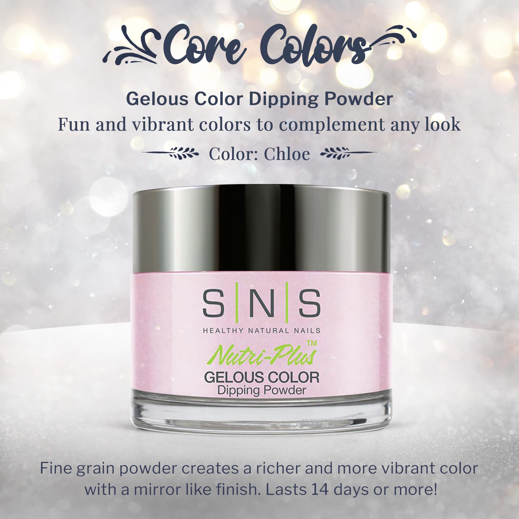 SNS Nail Dip Powder Chloe – 14-Day, Low-Odor, No UV Lamp Needed, 1.5oz
