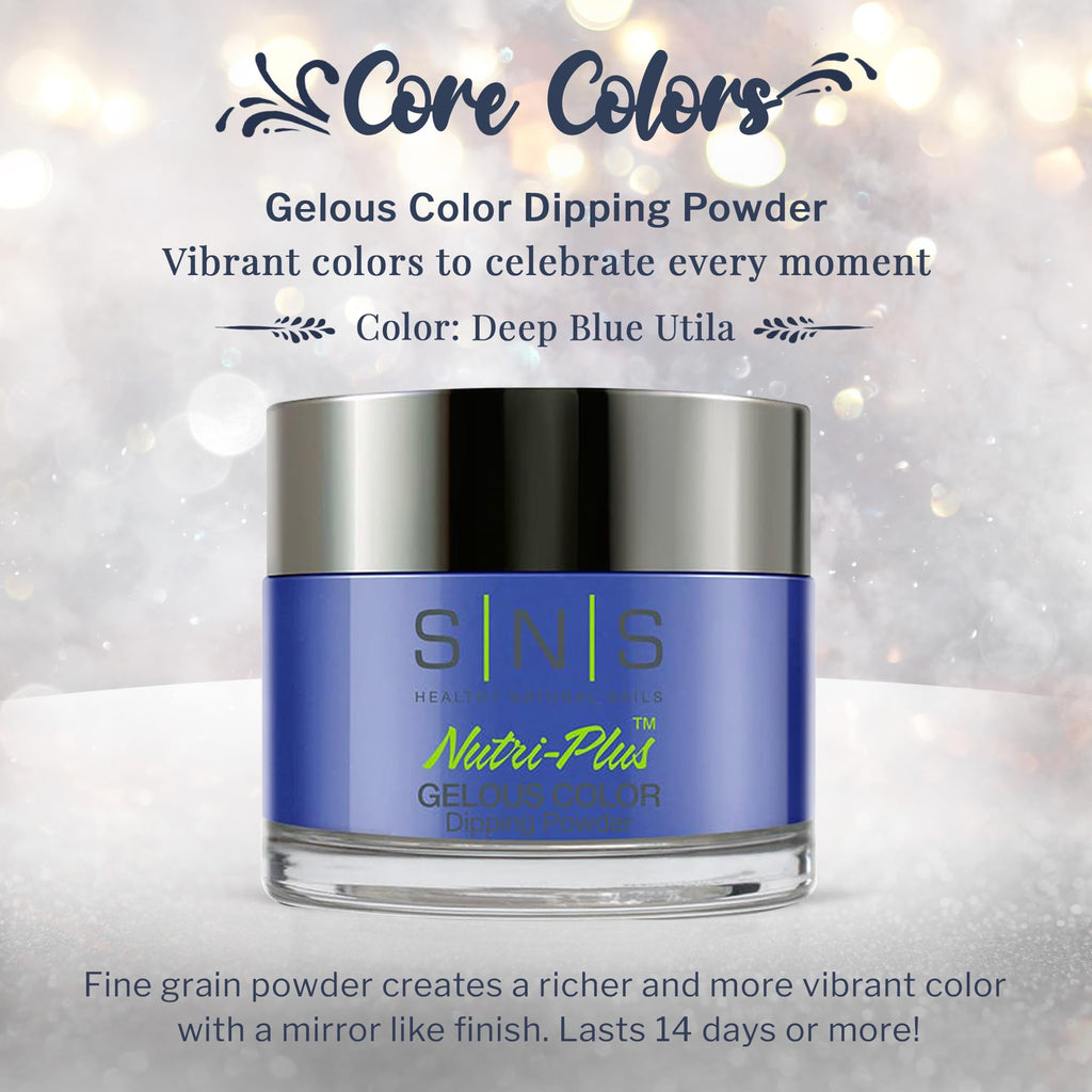 SNS Healthy Natural Nails Dip Powder Deep Blue Utila – 14 Days, Low Odor, No UV – 1oz