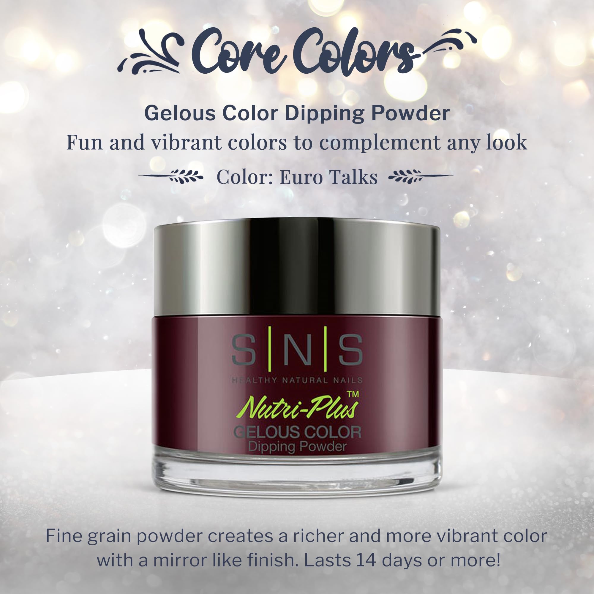 SNS Nail Dip Powder Euro Talks – Wine/Maroon & Cream, 1.5oz | Long-Lasting, Low Odor, No UV Lamp