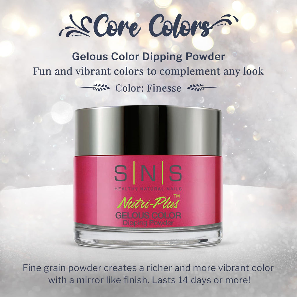 SNS Healthy Natural Nails – Finesse Dip Powder (Pink/Red/Magenta, Cream) 1.5oz – 14-Day Wear, Low Odor, No UV Lamp