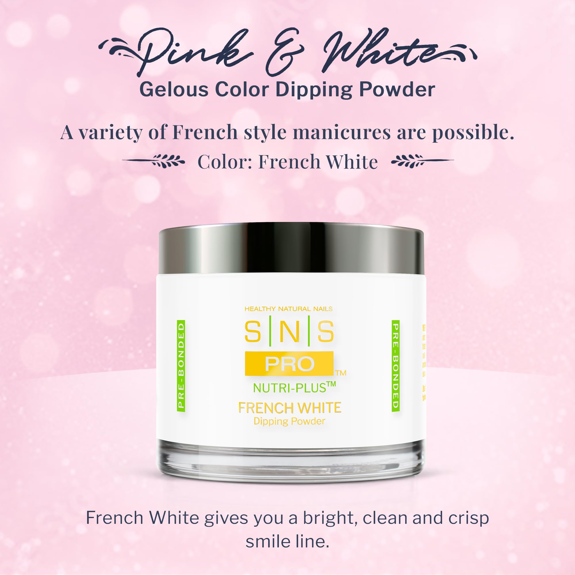 SNS Nail Dip Powder French White – Long-Lasting Color, Low Odor, No UV Lamp Needed | 4 Oz