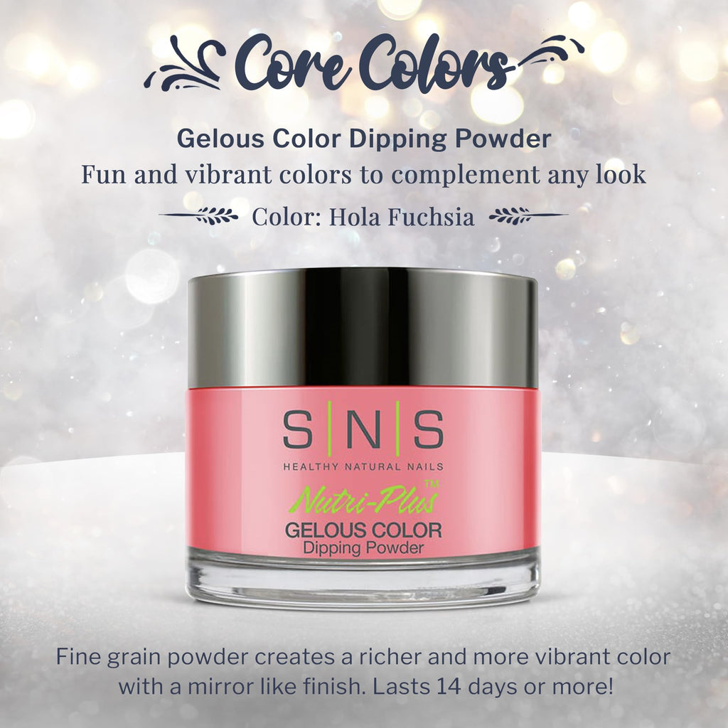 SNS Nail Dip Powder Hola Fuchsia (Pink) – Gelous Color Dip, 1.5oz | 14 Days Long-Lasting, Low Odor, No UV