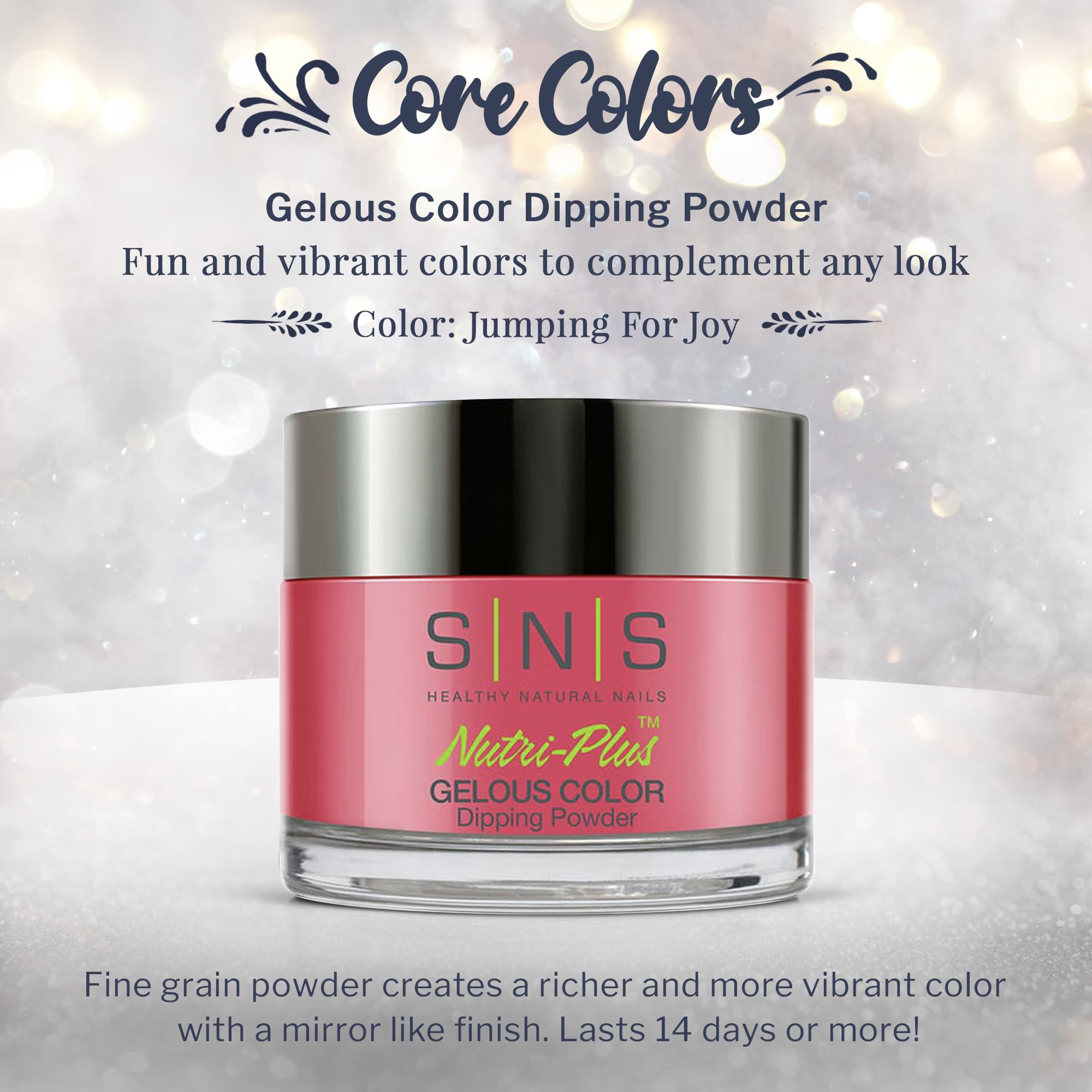 SNS Nail Dip Powder Jumping For Joy Pink Shimmer – Long-Lasting 14 Day Color, No UV Lamp, Low Odor (1.5oz)