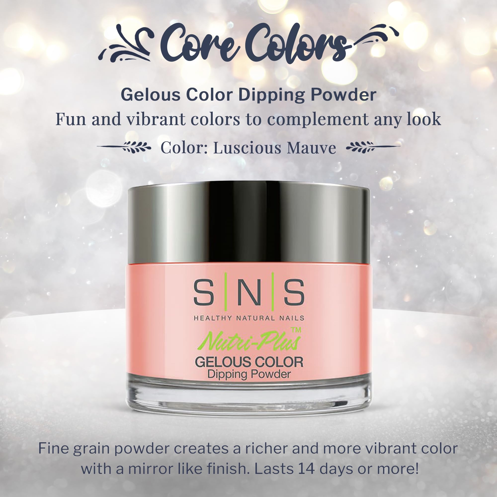 SNS Nail Dip Powder – Luscious Mauve (Cream Pink), 14+ Day Wear, Low Odor, No UV Lamp, 1.5oz