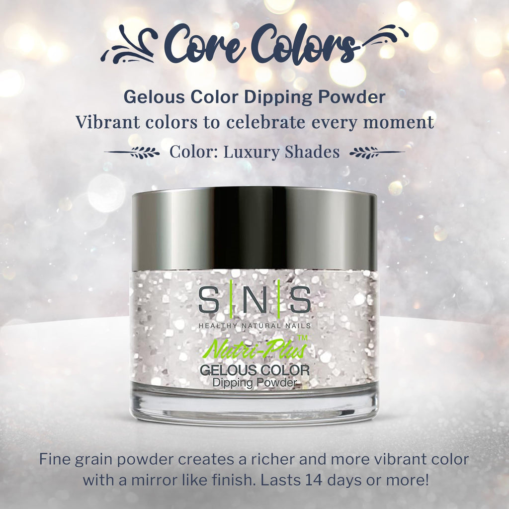 SNS Nail Dip Powder – Luxury Metallics & Glitter, No UV Lamp, 14-Day Wear, 1oz