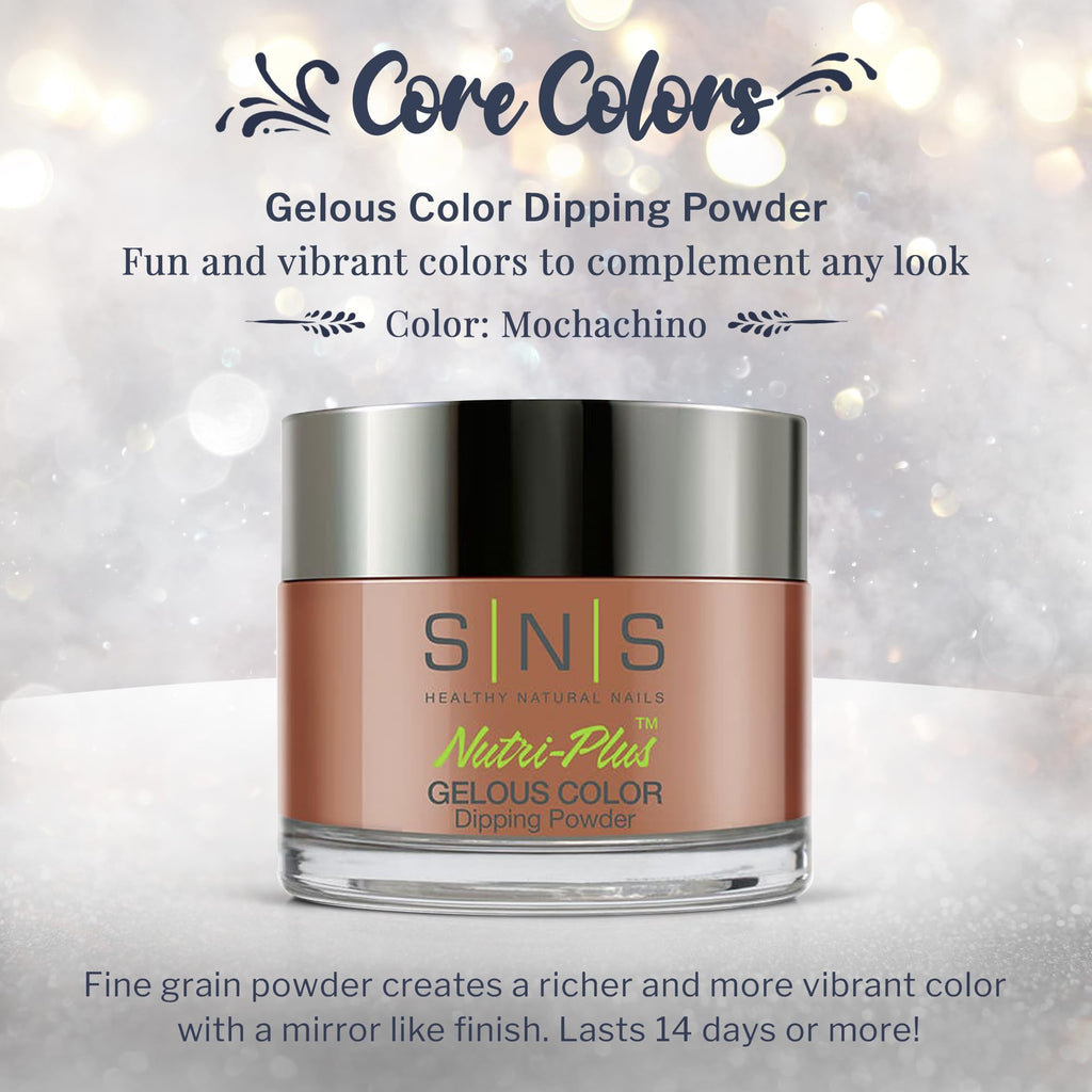 SNS Nail Dip Powder Mochachino (Brown) – 1.5oz, 14-Day Color, Low Odor, No UV Lamp