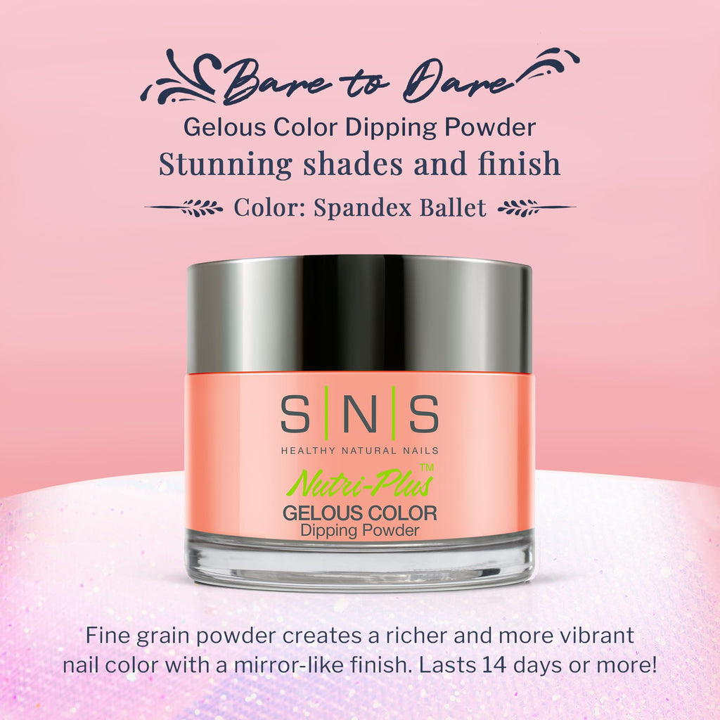 SNS Nail Dip Powder Gelous Color Spandex Ballet – Peach/Creme, 1.5 oz, Long-Lasting, Low-Odor, No UV Lamp