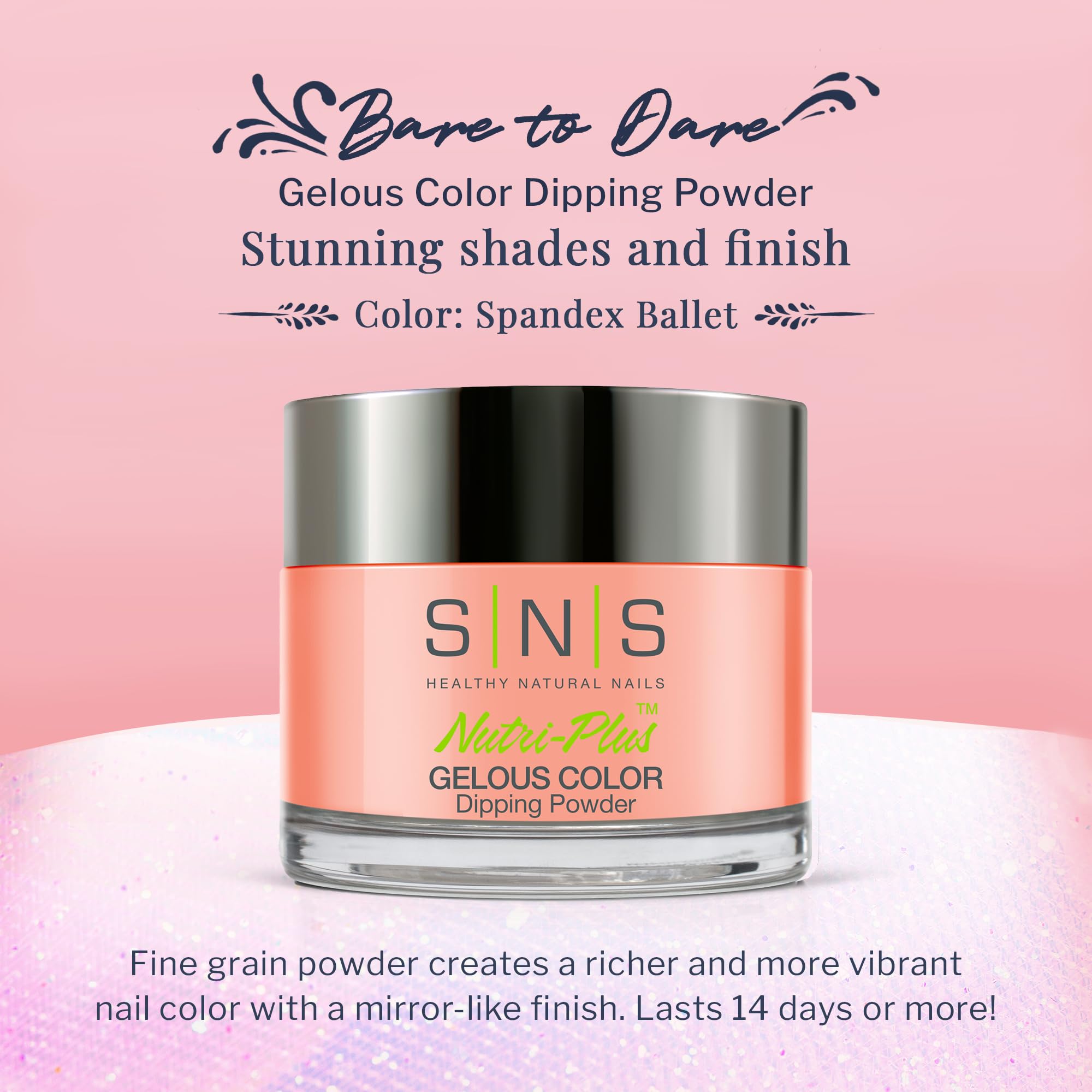 SNS Nail Dip Powder Gelous Color Spandex Ballet – Peach/Creme, 1.5 oz, Long-Lasting, Low-Odor, No UV Lamp