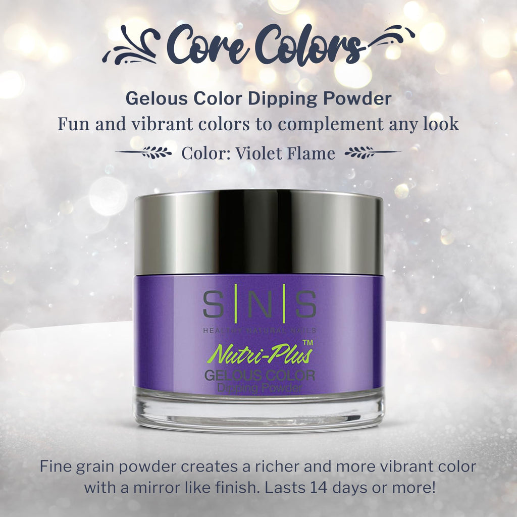 SNS Nail Dip Powder Violet Flame - 14-Day, Low-Odor Color Dip Powder, No UV Lamp Required, 1.5oz