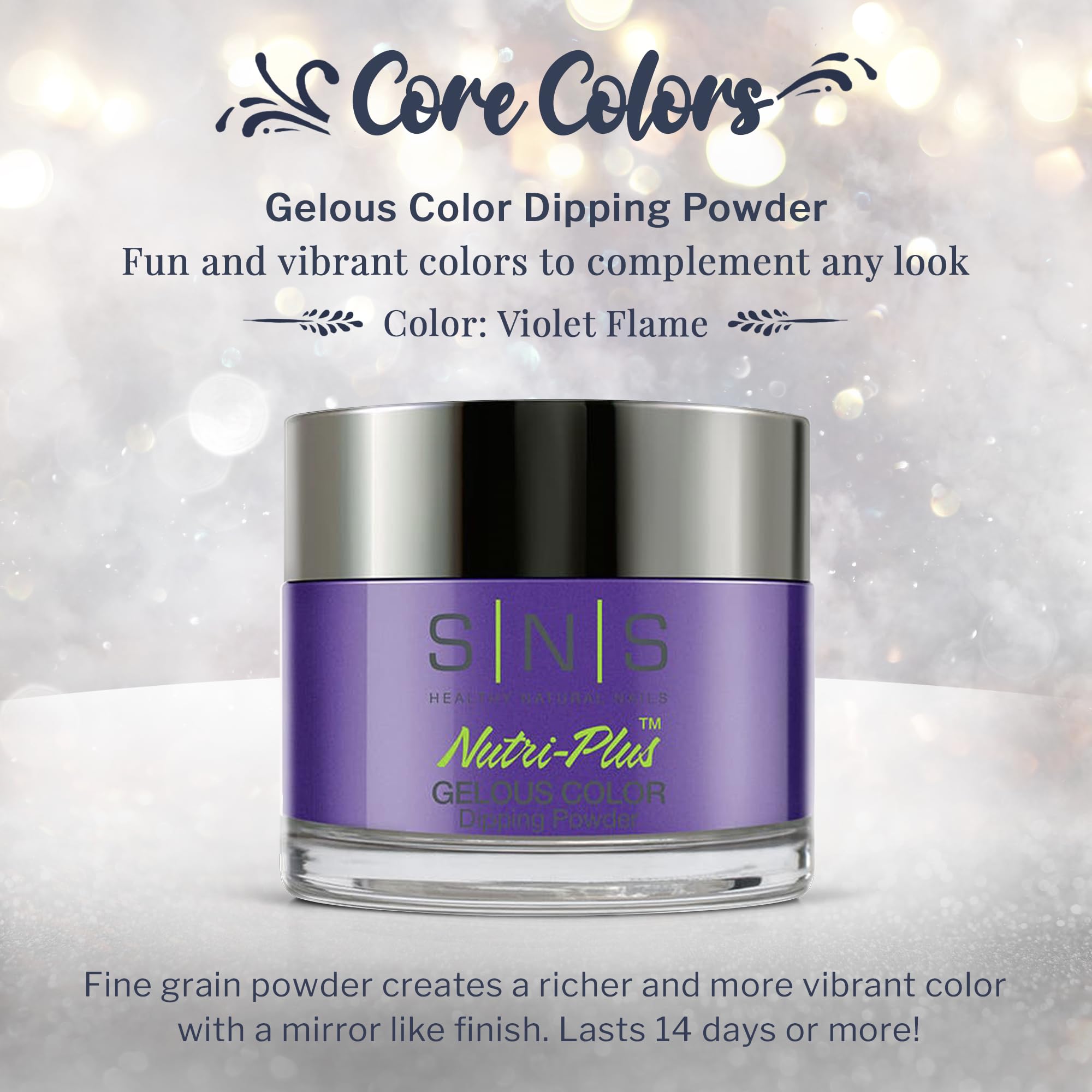 SNS Nail Dip Powder Violet Flame - 14-Day, Low-Odor Color Dip Powder, No UV Lamp Required, 1.5oz