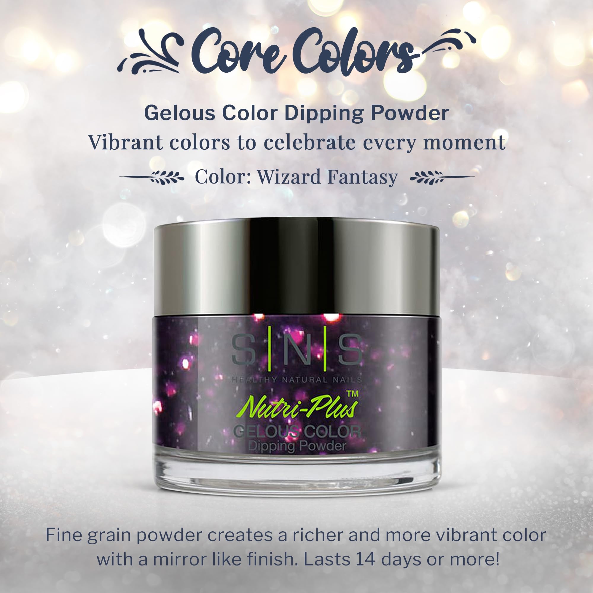 SNS Nail Dip Powder Wizard Fantasy - Purple Glitter (1oz) | Long-Lasting Color, Low Odor, No UV Lamp