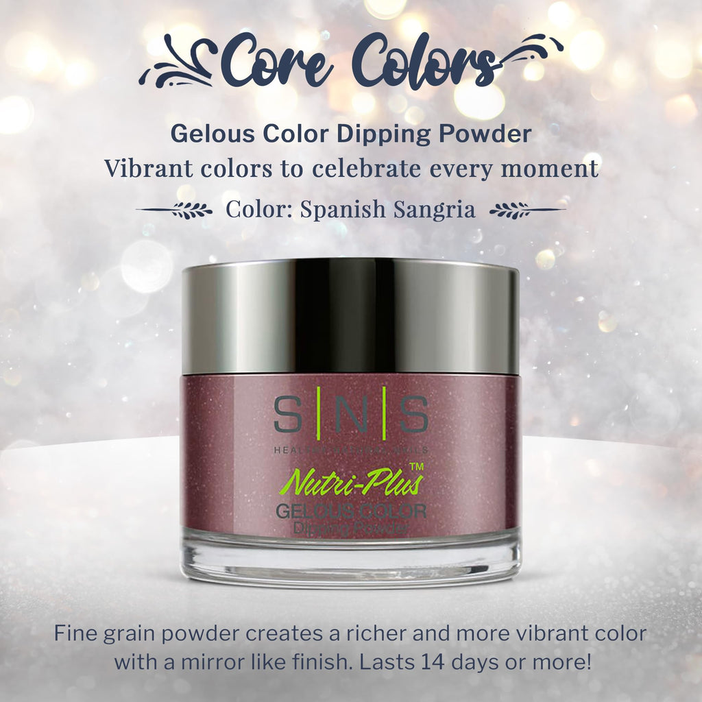 SNS Nail Dip Powder Spanish Sangria - Gelous Color Dip Powder, 1oz - Long-Lasting, Low Odor, No UV Lamp Required